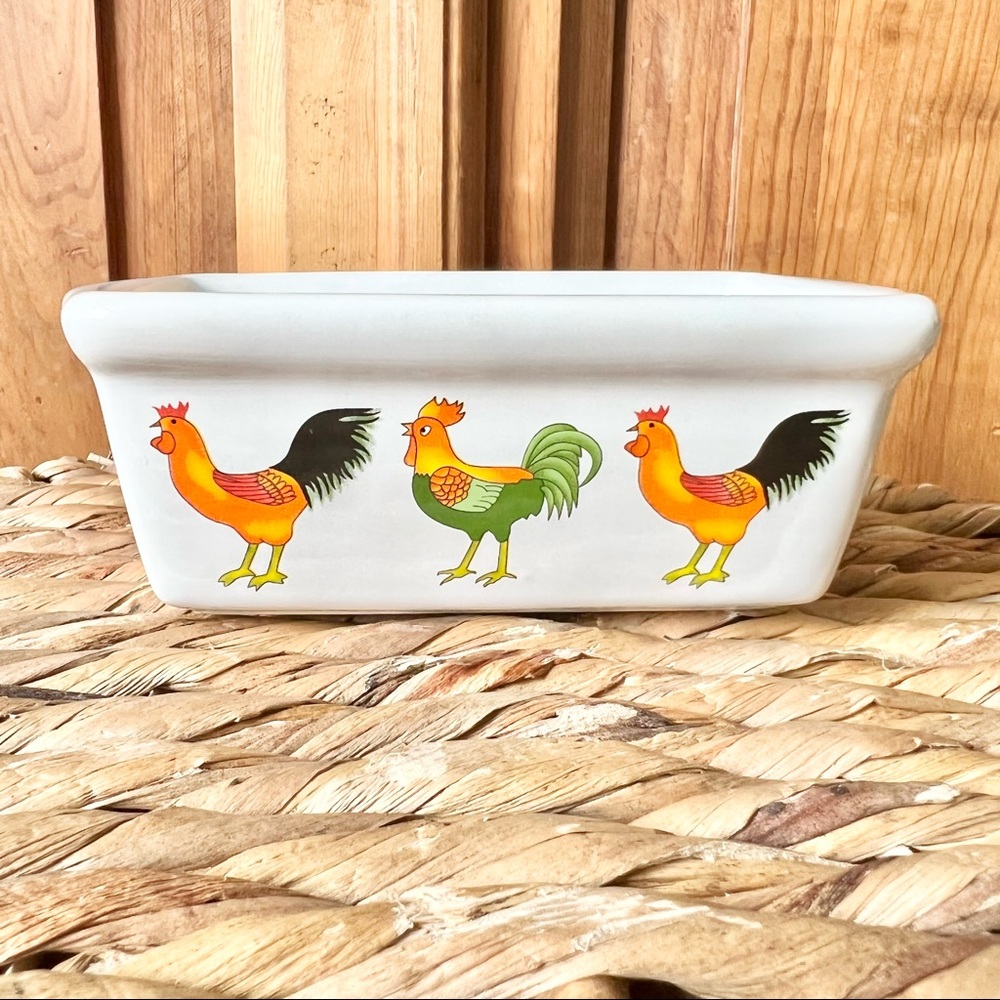 Garden Ridge Rooster Design Mini Ceramic Loaf Pan